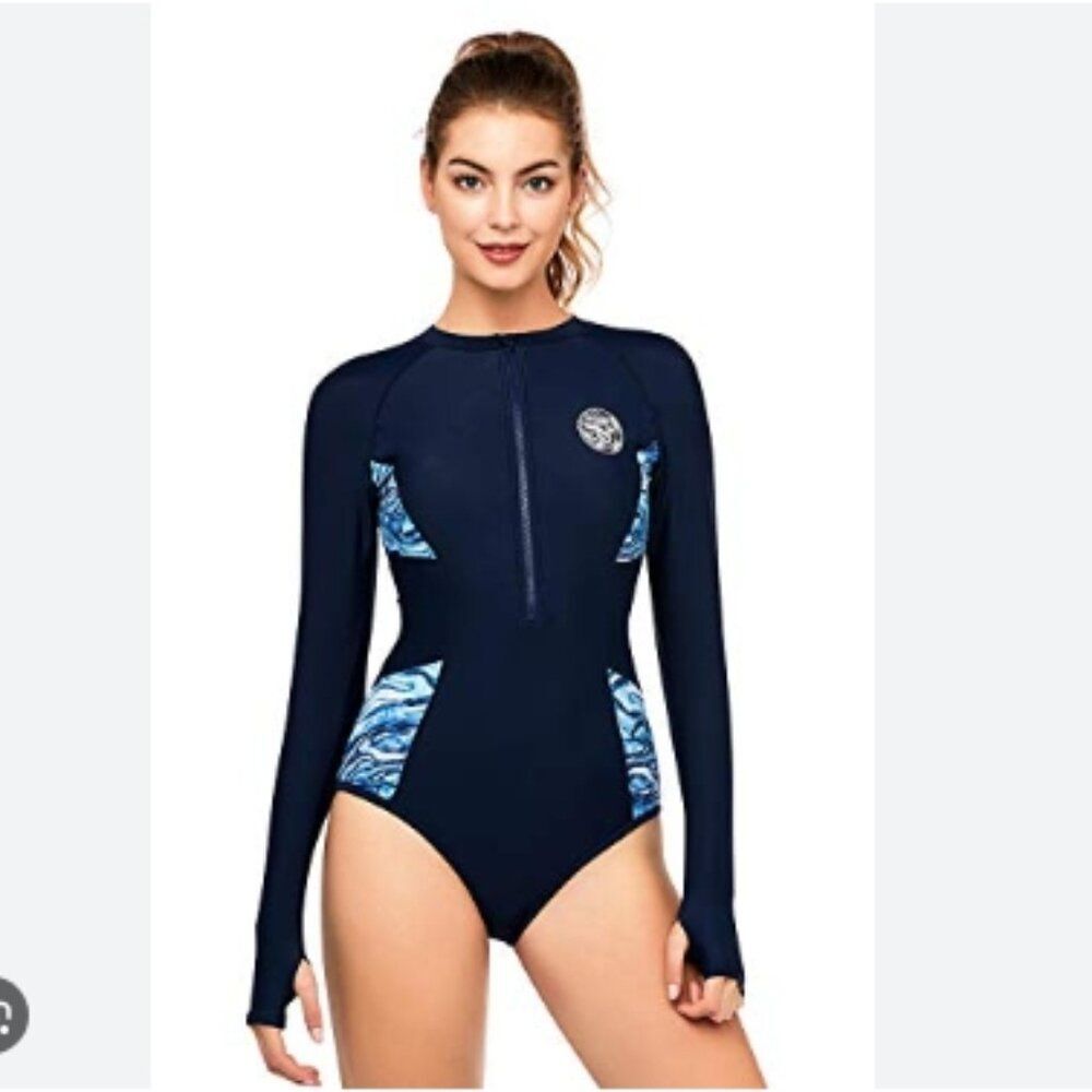 AXESEA Long Sleeve Rash Guard UV UPF 50+ Protection Printed Zipper  Surfing in 4